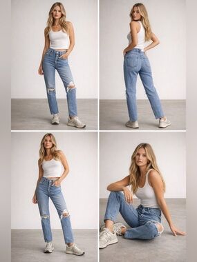 AGOLDE Riley Jeans Size 24 Distressed High Rise Straight Leg Medium Wash